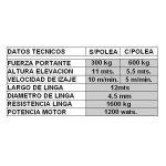 Aparejo eléctrico de 600kg. 6Mts. - Imagen 2