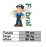 Rueda de goma Gris para perno de 75mm Giratoria - Imagen 2