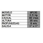 Bomba periférica con kit hidroneumático de 1/2Hp GP130 - Imagen 2