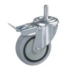 rueda goma gris con rosca y cubrerueda y freno