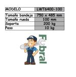 Carro bandeja 750 x 485 ruedas 100 mm soporta 200 kg mango rebatible - Imagen 2