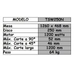 Corta cerámica de 250mm 1200Watts 1200mm de corte - Imagen 2