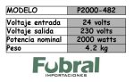 Inversor de corriente INVERTER 2000 watt 24 v 220v - Imagen 2