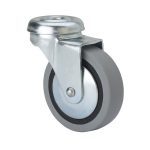 Rueda de goma Gris para perno de 75mm Giratoria