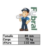 Rueda de goma gris de 80mm con Perno Rosca Y con Cubre Rueda - Imagen 2