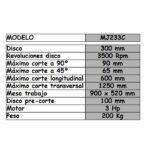 Sierra circular escuadradora Industrial MJ233C para 1 placa - Imagen 3
