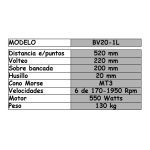 Torno mecánico BV20-1L de 520mm entre puntos con mesa - Imagen 2
