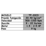 Fumigador para tractor TF22.B Exento de 1.5 a 2.5hp - Imagen 2